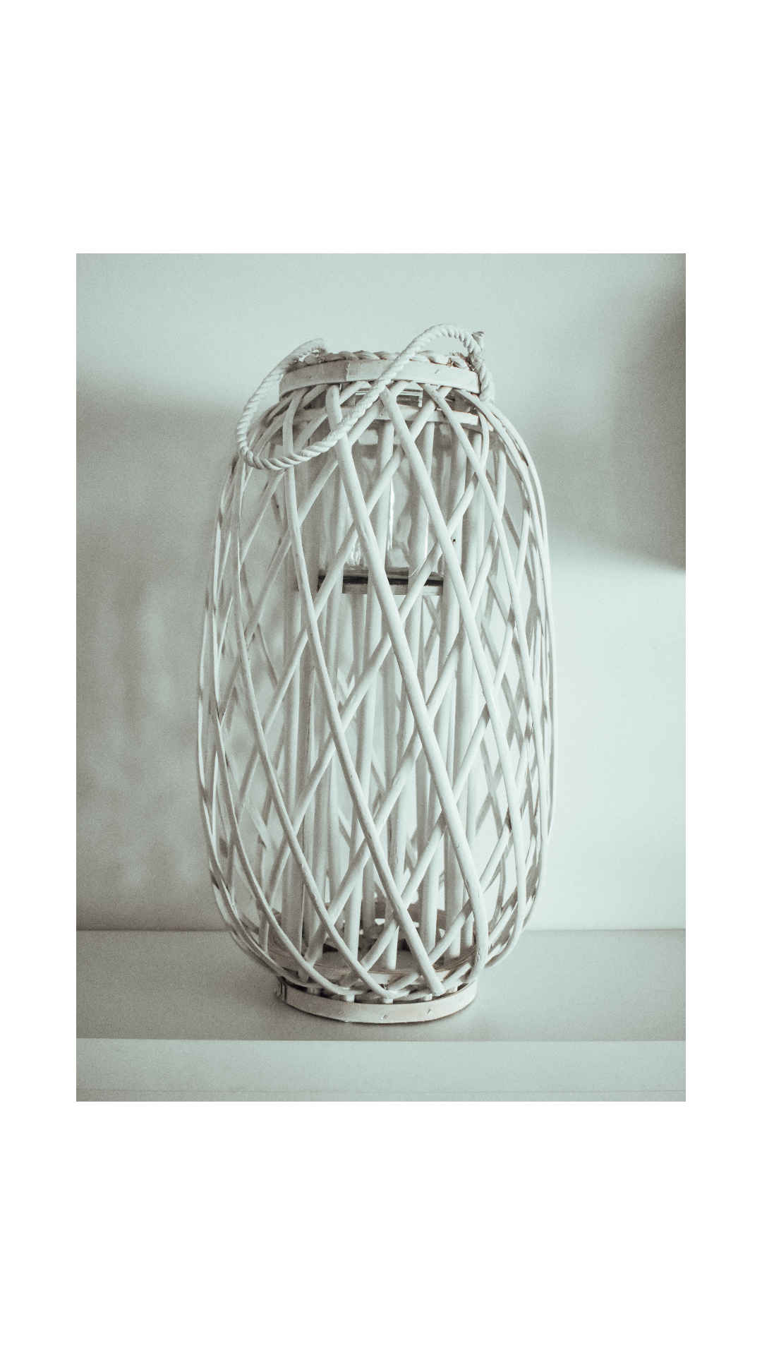 Lantern - White Wicker